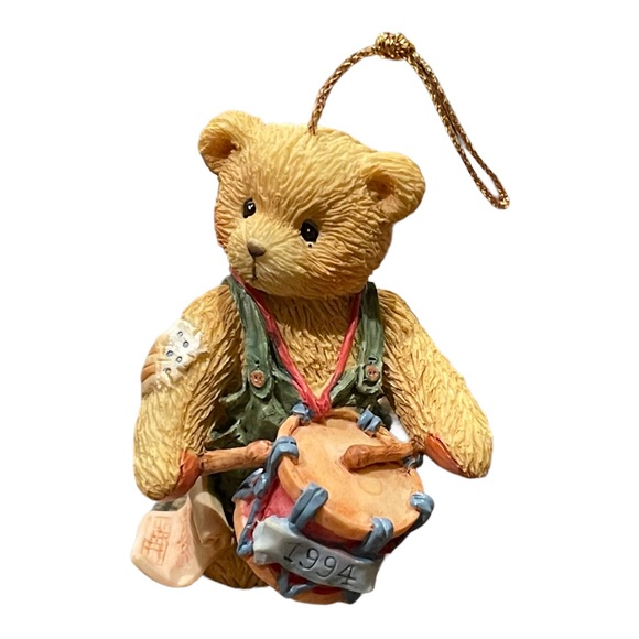 Cherished Teddies Vintage 1994 Resin Christmas Ornament 912891 Drummer Boy 3A - Picture 2 of 8